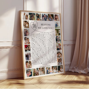 Póster Regalo conmemorativo de collage de fotos de 70 raz