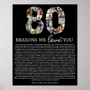 Póster Regalo conmemorativo de collage de fotos por 80 ra