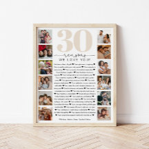 Regalo conmemorativo de cumpleaños 30 razones por 