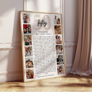 Póster Regalo conmemorativo de cumpleaños 50 razones por 