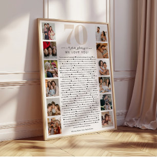 Póster Regalo conmemorativo de cumpleaños 70 Razones por