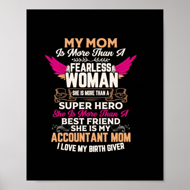 Póster Regalo contable | Ella Es Mi Mamá Contadora (Frente)