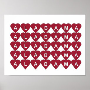 Póster Regalo Corazón Rojo Orgullo de Alabama