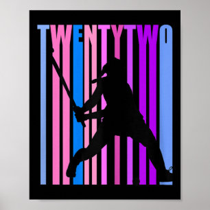 Póster Regalo Cumpleaños 22 Mujer Jugadora Hockey Hierba 