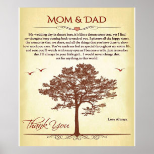 Póster Regalo de agradecimiento a mamá y papá, regalo del