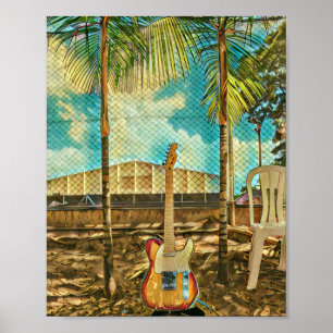 Póster regalo de amor de guitarra retro