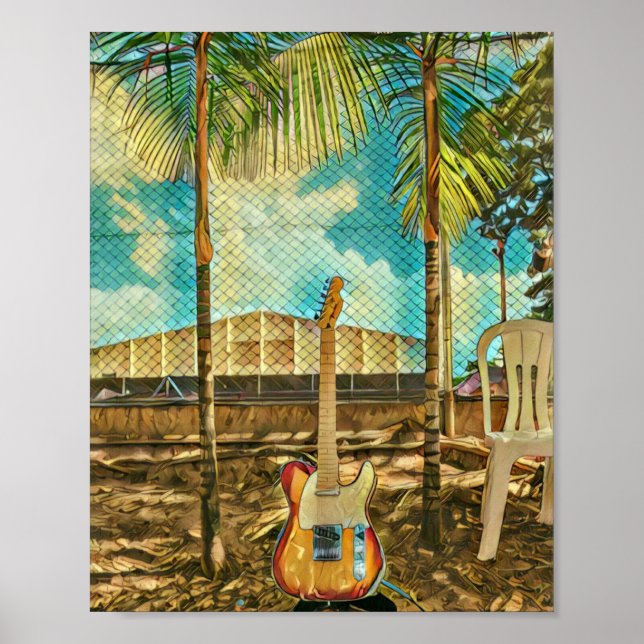 Póster regalo de amor de guitarra retro (Frente)