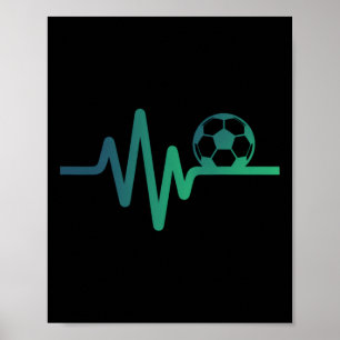 Póster Regalo de amor fútbol línea latido del corazón