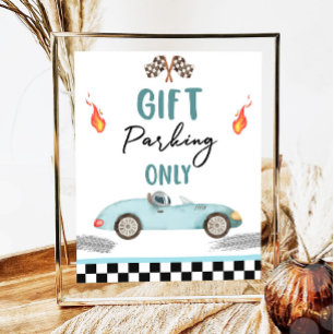 Póster Regalo de aparcamiento solo coche de carreras azul