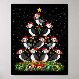 Póster Regalo de árbol de Navidad de pájaro frailecillo s