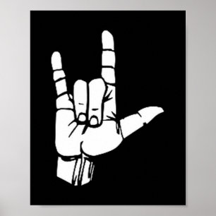 Póster Regalo de Asl Te Amo Camiseta de Lenguaje de Señas