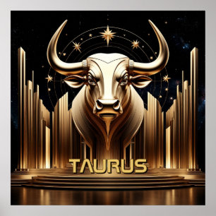 Póster Regalo de Astrología Templo Zodiaco Toro Tauro