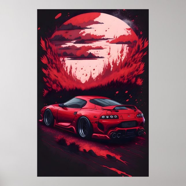 Póster Regalo de auto Supra japonés rojo para él (Frente)