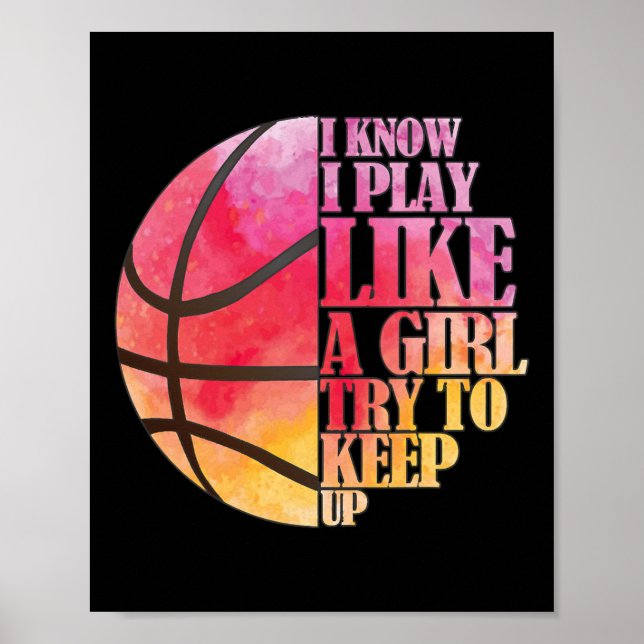 Póster Regalo de baloncesto de chicas - Jugar como un Chi (Frente)