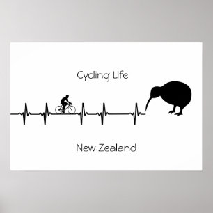 Póster Regalo de bicicleta Kiwi latido del ciclismo de Nu