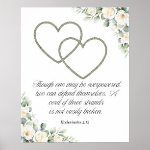 Póster Regalo de boda y aniversario Un cordón de tres heb
