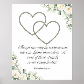 Póster Regalo de boda y aniversario Un cordón de tres heb