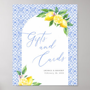 Póster Regalo de Bodas con Letrero de Tarjetas y Lemons d