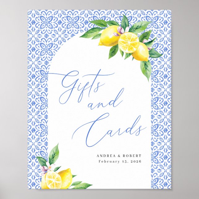 Póster Regalo de Bodas con Letrero de Tarjetas y Lemons d (Frente)