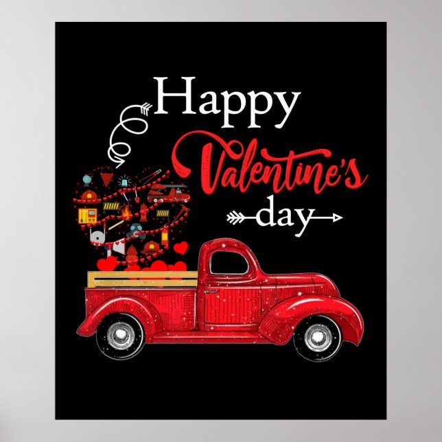 Póster Regalo de bomberos | Feliz Día de San Valentín (Frente)