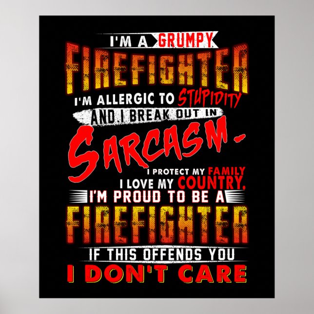 Póster Regalo de bomberos | Soy un bombero gruñón (Frente)
