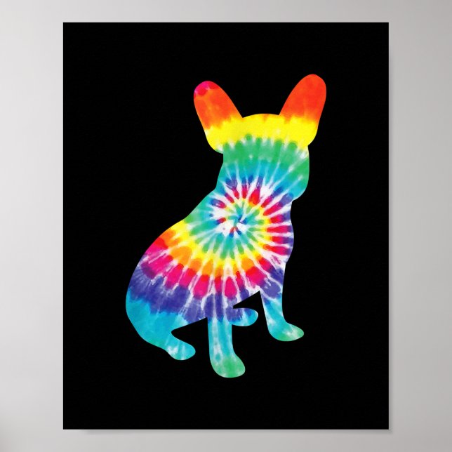 Póster Regalo De Bulldog Francés Hippie Dye Por Perro Lov (Frente)