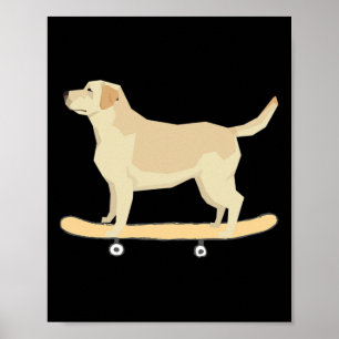 Póster Regalo de camiseta de perro labrador de patinaje d