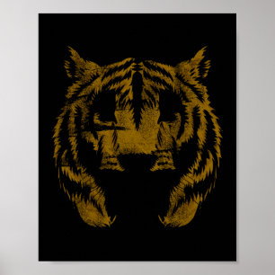 Póster Regalo de cara de tigre vintage para amantes de ga