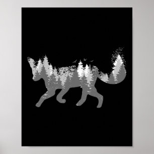 Póster Regalo de caza de camping de Fox Nature al aire li