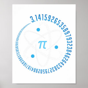 Póster Regalo de ciencia de matemáticas de átomo Pi 3.14 