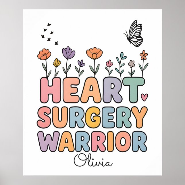 Póster Regalo de cirugía de corazón anatómico floral pers (Frente)