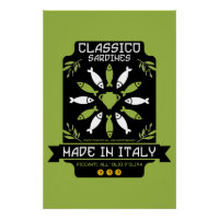 Regalo de cocina impresa de arte sardino italiano
