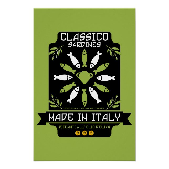 Póster Regalo de cocina impresa de arte sardino italiano (Anverso)