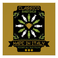 Regalo de cocina impresa de arte sardino italiano