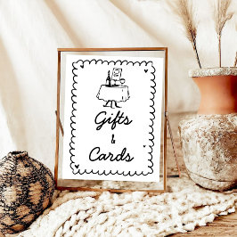 Póster Regalo de cócteles y tarjetas con grillos dibujado