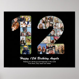 Póster Regalo de collage de fotos número 12 para cumpleañ