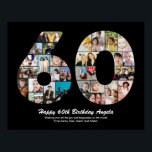 Póster Regalo de collage de fotos número 60 cumpleaños 60<br><div class="desc">Marque años de maravillosos recuerdos y aventuras con este cautivador Collage de Fotos del Número de Cumpleaños 60. Esta plantilla personalizable es la combinación perfecta de creatividad y sentimiento, lo que le permite crear un regalo verdaderamente memorable y personalizado para el día especial de su ser querido. Capture la esencia...</div>