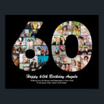 Póster Regalo de collage de fotos número 60 cumpleaños 60<br><div class="desc">Marque años de maravillosos recuerdos y aventuras con este cautivador Collage de Fotos del Número de Cumpleaños 60. Esta plantilla personalizable es la combinación perfecta de creatividad y sentimiento, lo que le permite crear un regalo verdaderamente memorable y personalizado para el día especial de su ser querido. Capture la esencia...</div>