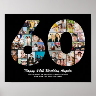 Póster Regalo de collage de fotos número 60 cumpleaños 60