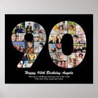 Regalo de Collage de Fotos Número 90 Cumpleaños 90