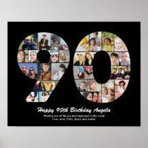 Regalo de Collage de Fotos Número 90 Cumpleaños 90