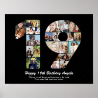 Regalo de Colograma de Fotos Número 19 Cumpleaños 