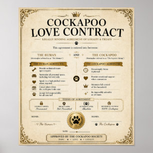 Póster Regalo de Contrato de Amor Personalizado para Cock