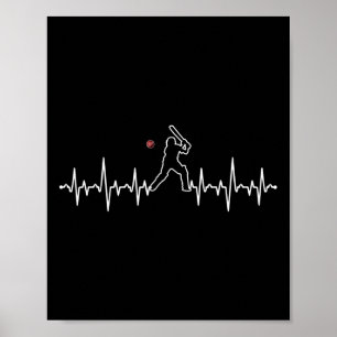 Póster Regalo de críquet latido del corazón del jugador d