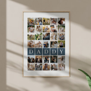 Póster Regalo de cuadrícula para papá de 30 fotos familia