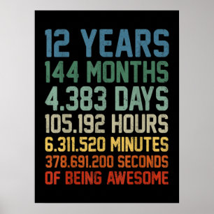 Póster Regalo de cumpleaños 12 años de antigüedad
