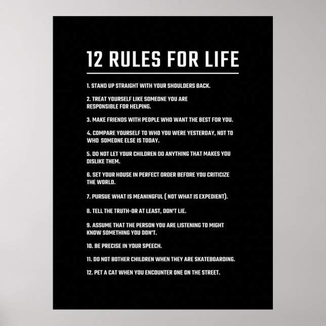 Póster Regalo De Cumpleaños 12 Reglas De Vida (Frente)