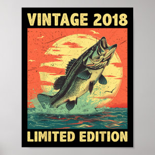 Póster Regalo de Cumpleaños 2018 Pesca Pescador Nacido En