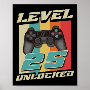 Póster Regalo de cumpleaños 25 Vintage de juegos Niño de