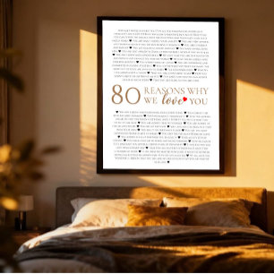 Póster regalo de cumpleaños 80 por 80 razones por las que